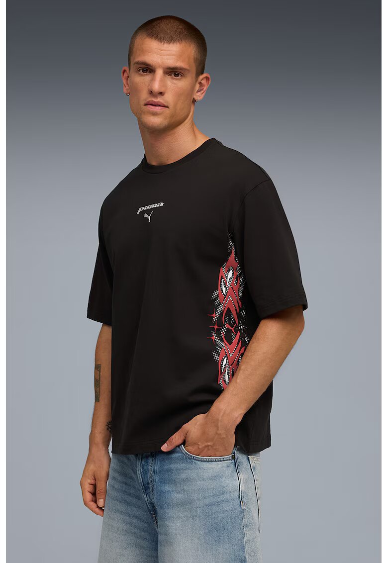 Puma Tricou lejer din bumbac Tech-X - Rosu/Negru/Alb murdar