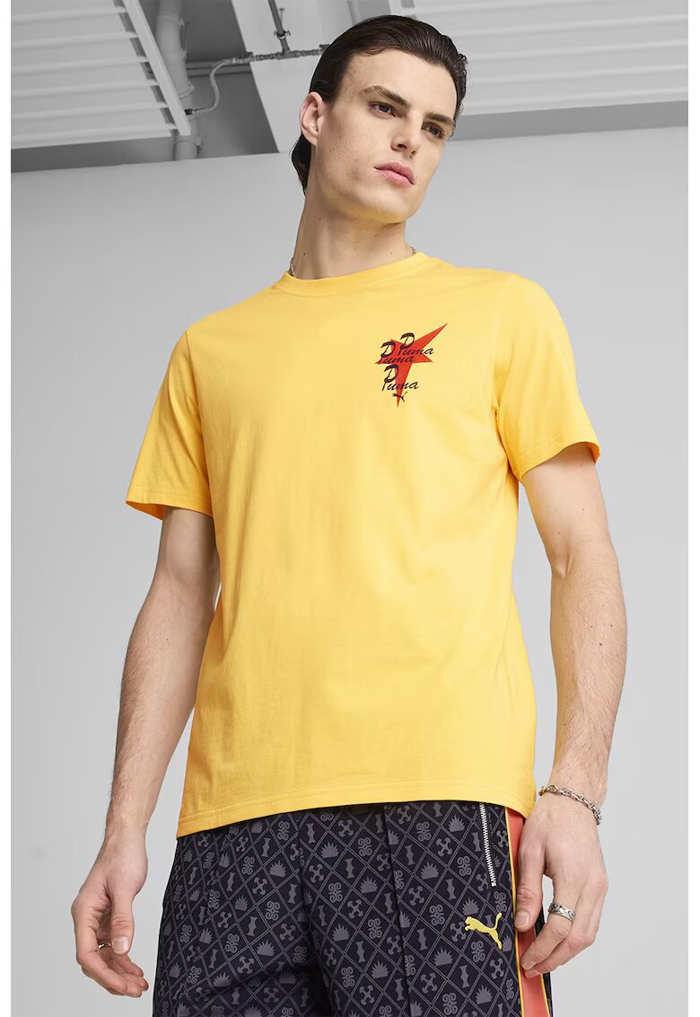 Puma Tricou regular fit de bumbac cu logo - Rosu/Galben