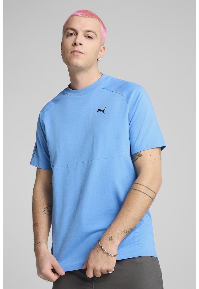 Puma Tricou regular fit din bumbac cu decolteu la baza gatului - Turcoaz