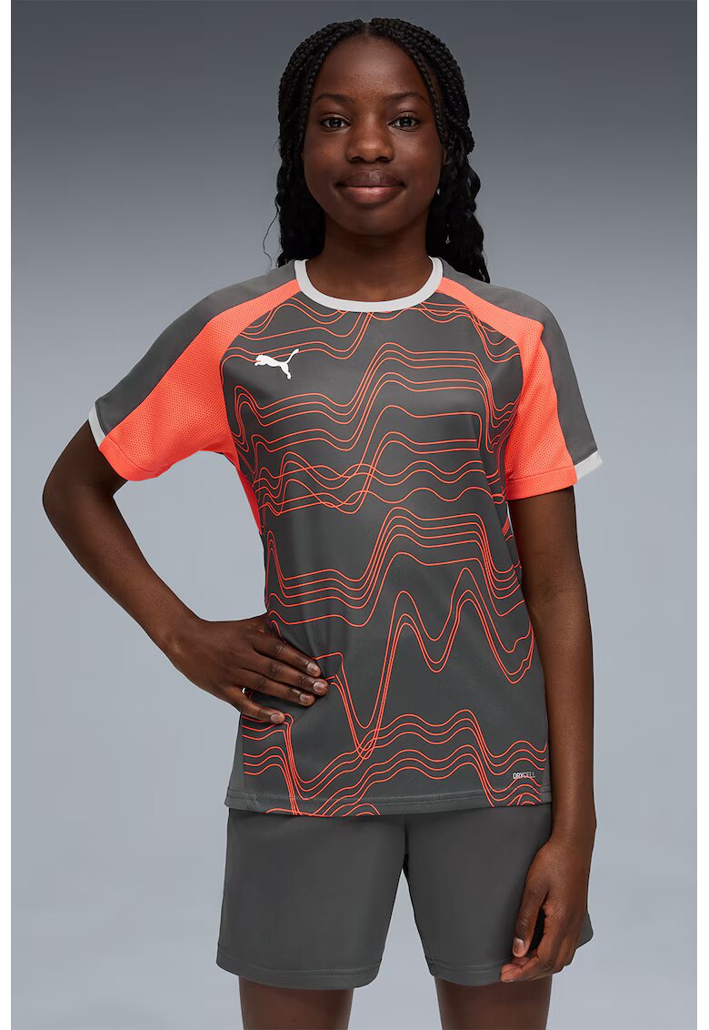Puma Tricou unisex cu model - pentru fotbal IndividualLIGA - Alb/Portocaliu/Gri inchis