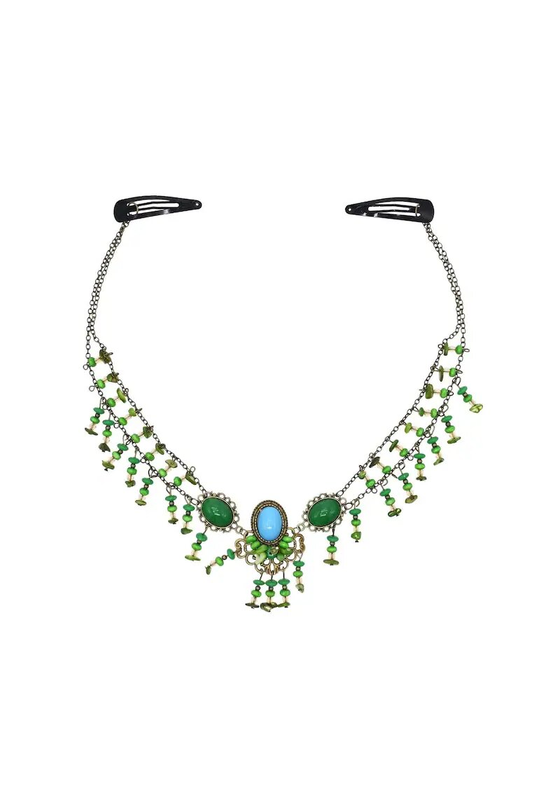 Pursehuit Accesoriu de frunte - auriu - cu margelute verzi - Frode C7 -