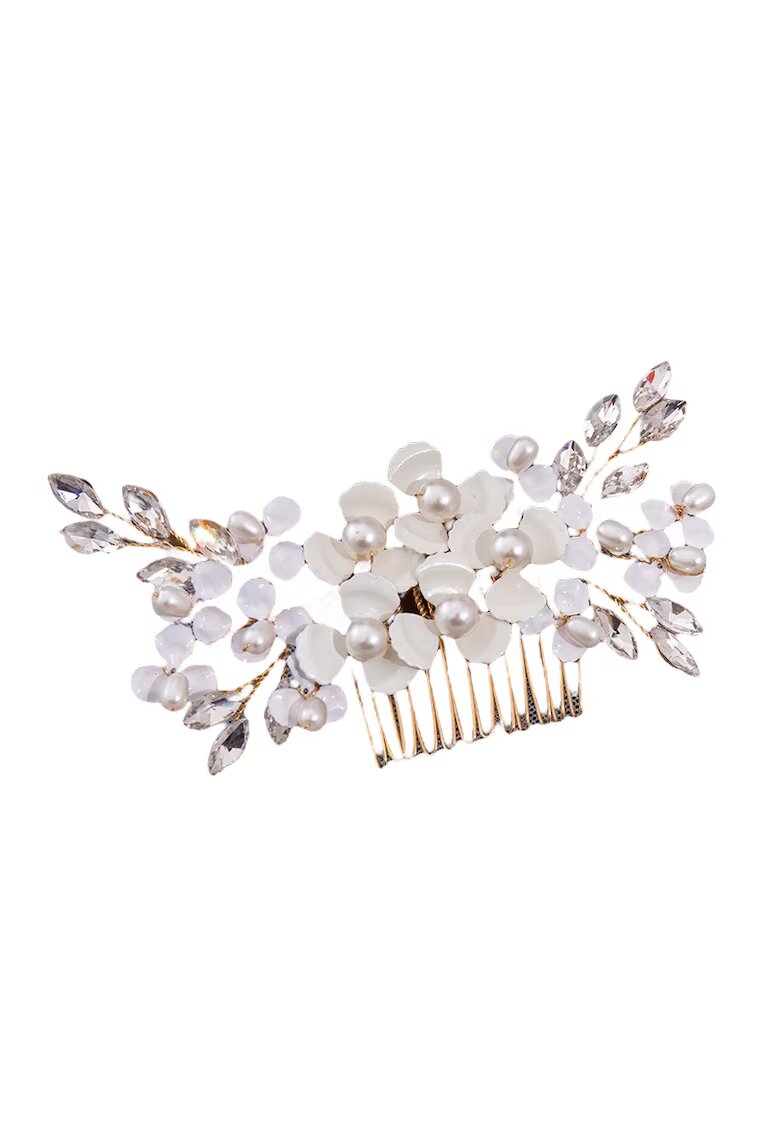 Pursehuit Accesoriu de par - auriu - cu flori - perle si pietre - Gundina C3 -