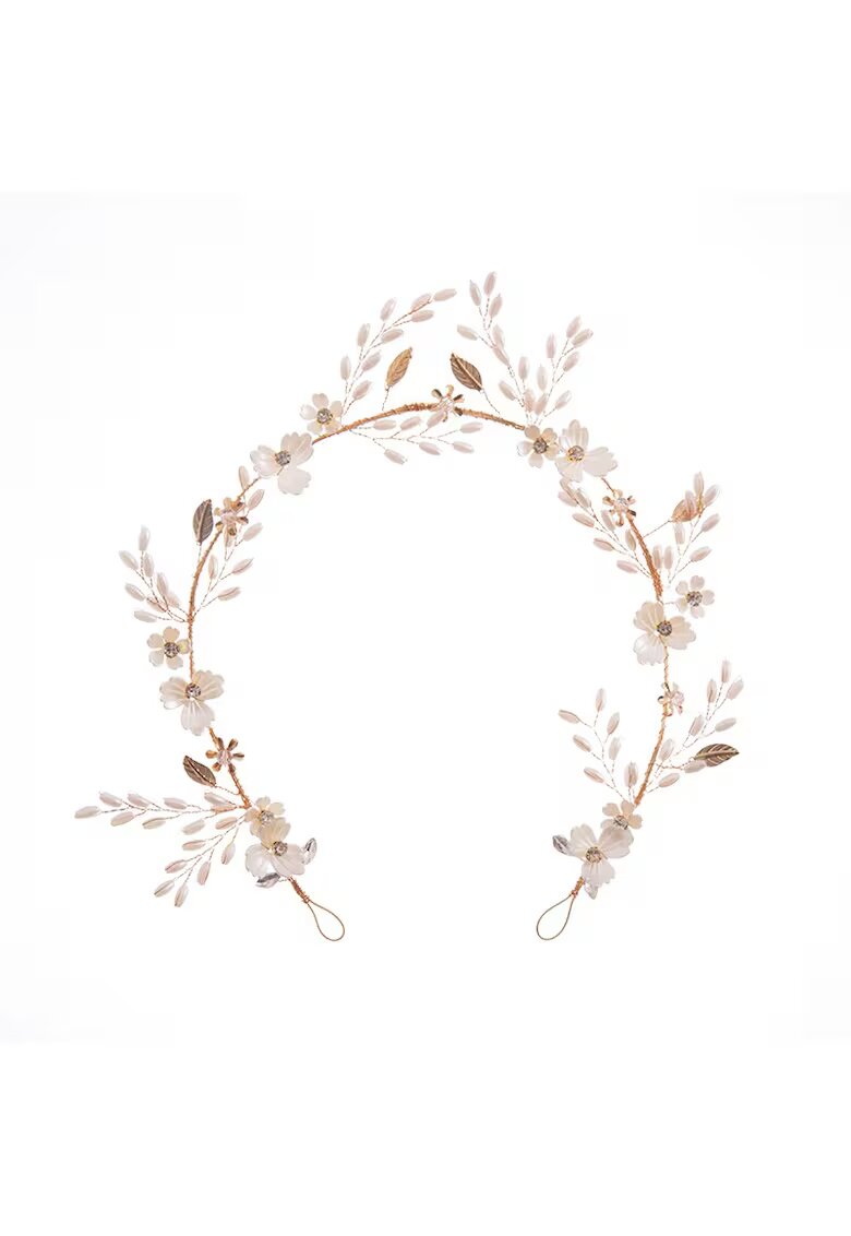 Pursehuit Accesoriu de par - auriu - cu floricele si perle - Raimond C7 -