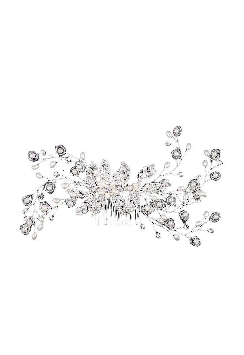Pursehuit Accesoriu par - argintiu - cu pietre si perle - 18 cm - Mebel C9
