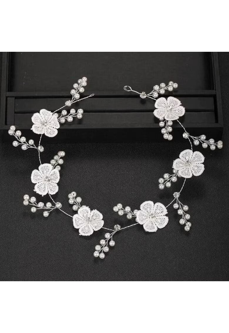 Pursehuit Accesoriu par - argintiu - modelator - cu floricele albe - Omar C8 -