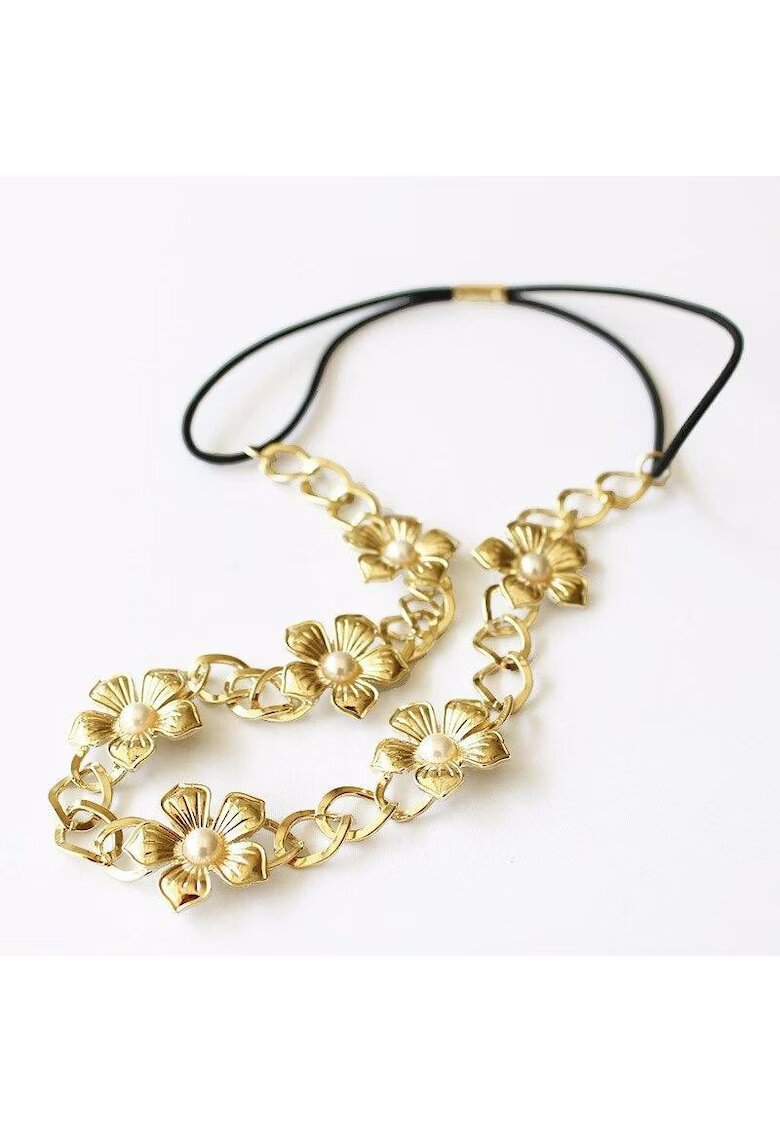 Pursehuit Accesoriu par - auriu - cu floricele si elastic - Anna C5 -