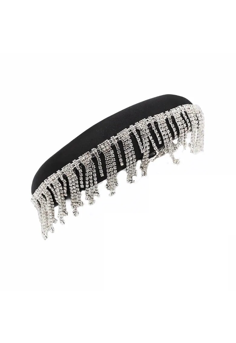 Pursehuit Bentita bufanta - franjuri argintii cu pietre - Lizzette - Textil -