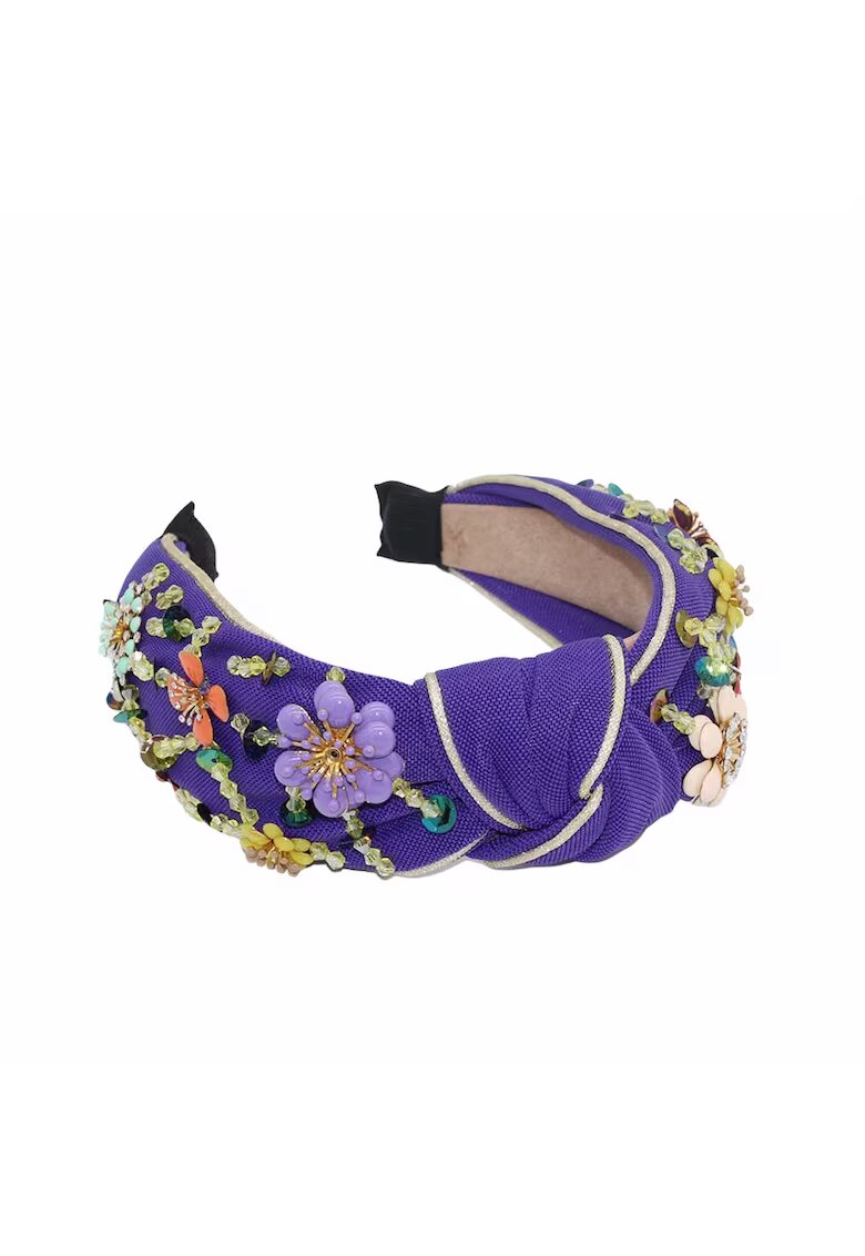 Pursehuit Bentita mov - cu nod si aplicatii florale - Mintha C3 - Textil -