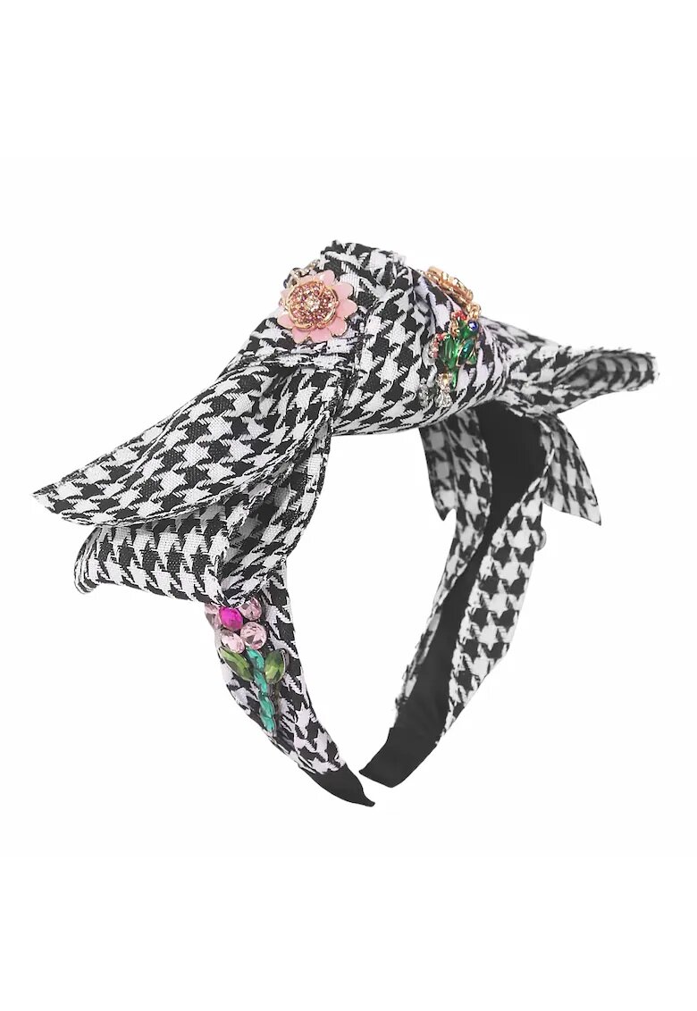 Pursehuit Bentita neagra - cu carouri - funda si floricele - Gregori -