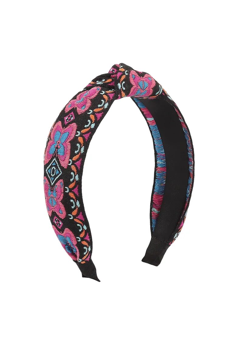 Pursehuit Bentita neagra - cu nod si fluturi roz - Rasmina C2 -