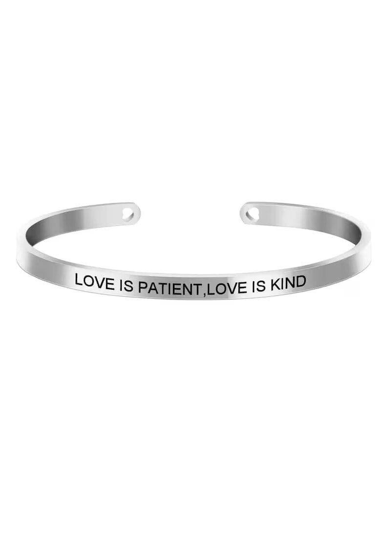 Pursehuit Bratara ajustabila - argintie - gravata Love is patient - love is kind