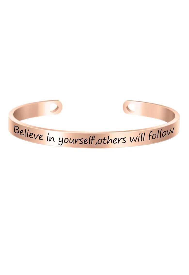 Pursehuit Bratara ajustabila - gravata Believe in yourself - others will follow - - Auriu rose