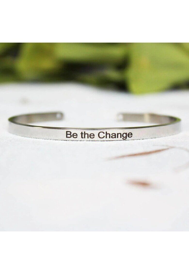 Pursehuit Bratara argintie - ajustabila - gravata Be the Change P8 -