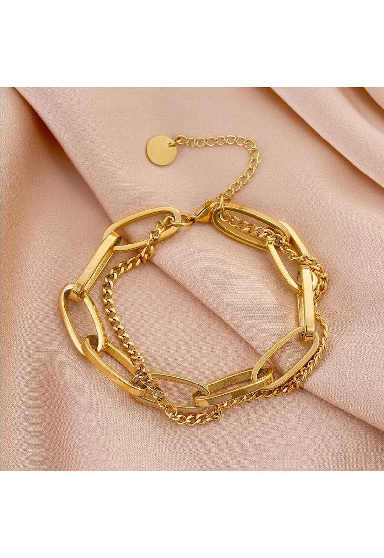 Pursehuit Bratara aurie - din otel inoxidabil 316L - in 2 straturi - placata cu aur 18K PVD - Benta C2