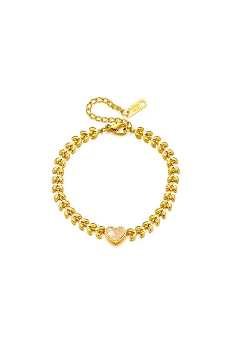 Pursehuit Bratara aurie - din otel inoxidabil 316L - placata cu aur 18K PVD - cu inimioara - Damiana C10