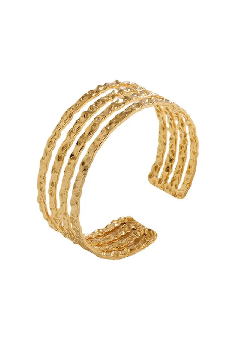 Pursehuit Bratara aurie - din otel inoxidabil 316L - placata cu aur 18K PVD - texturata - Jodda C10