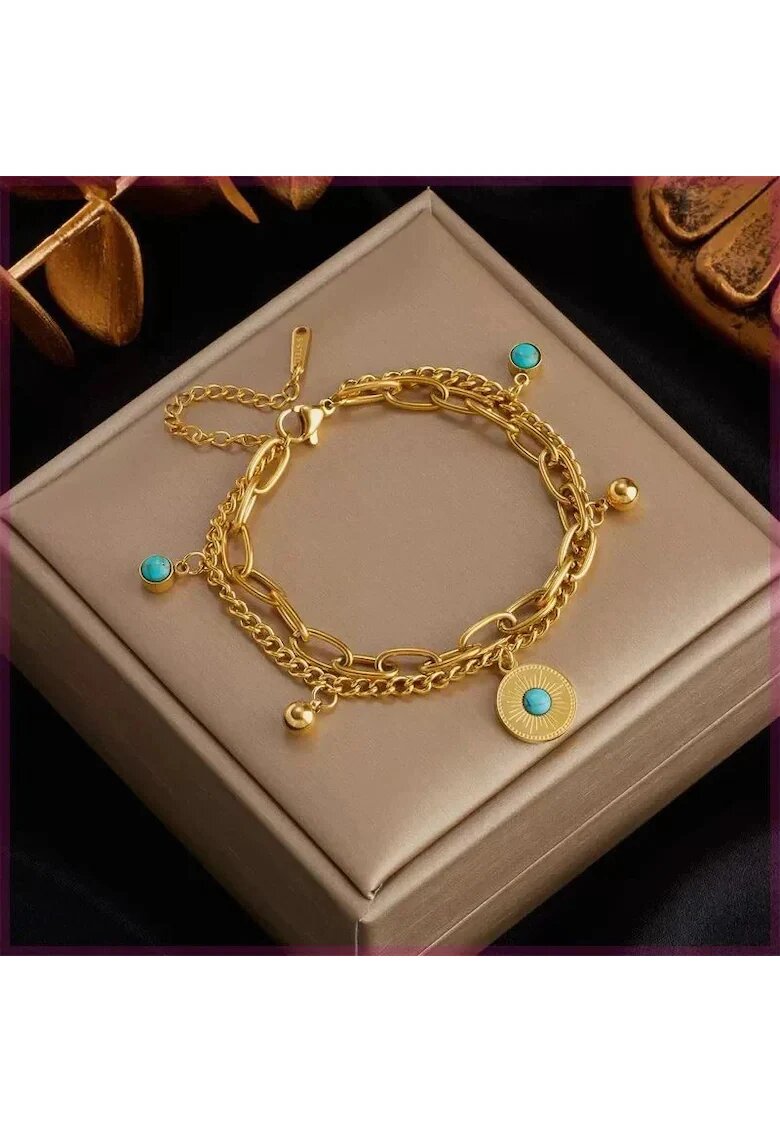 Pursehuit Bratara aurie - din otel inoxidabil - in 2 straturi - suflata cu aur 18k - Delia C2