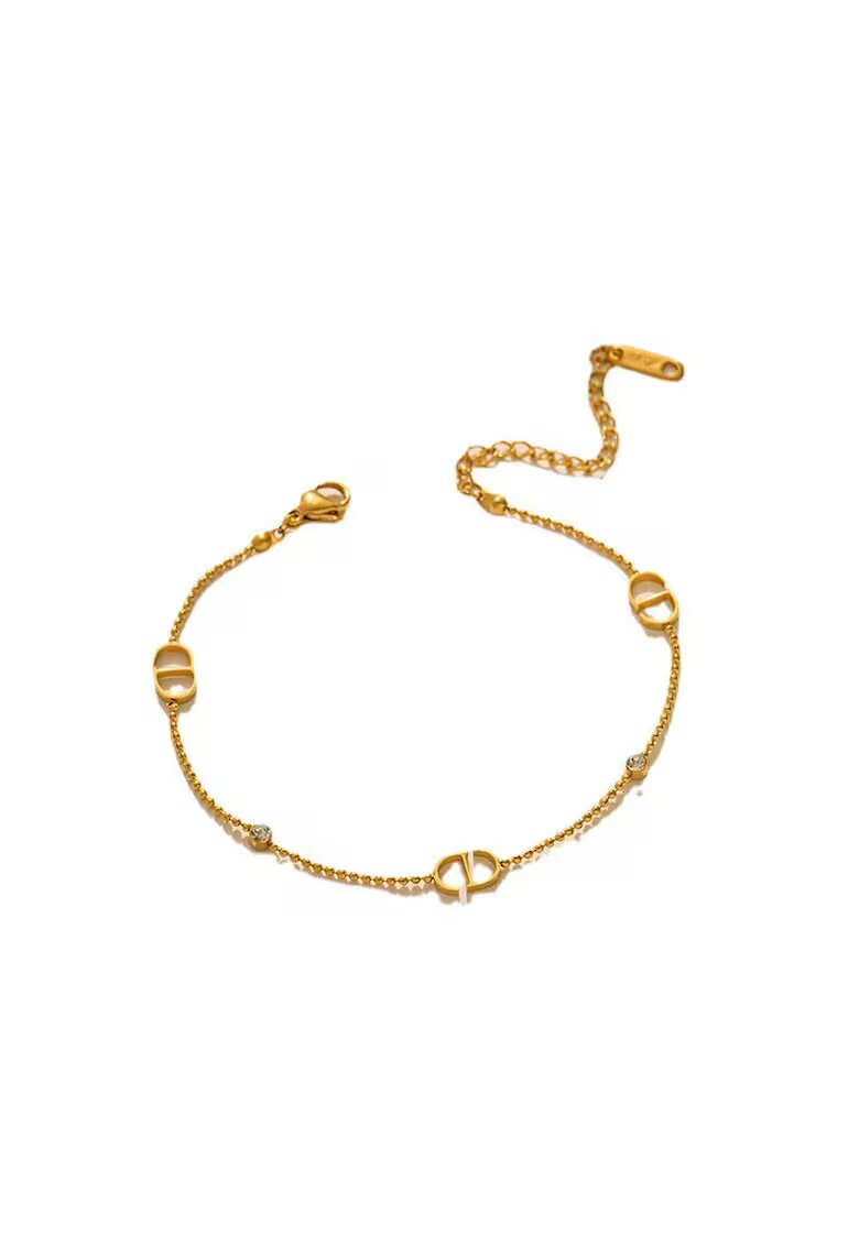 Pursehuit Bratara aurie - din otel inoxidabil - suflata cu aur 18k - delicata - cu pietricele din zirconiu - Jamie C5