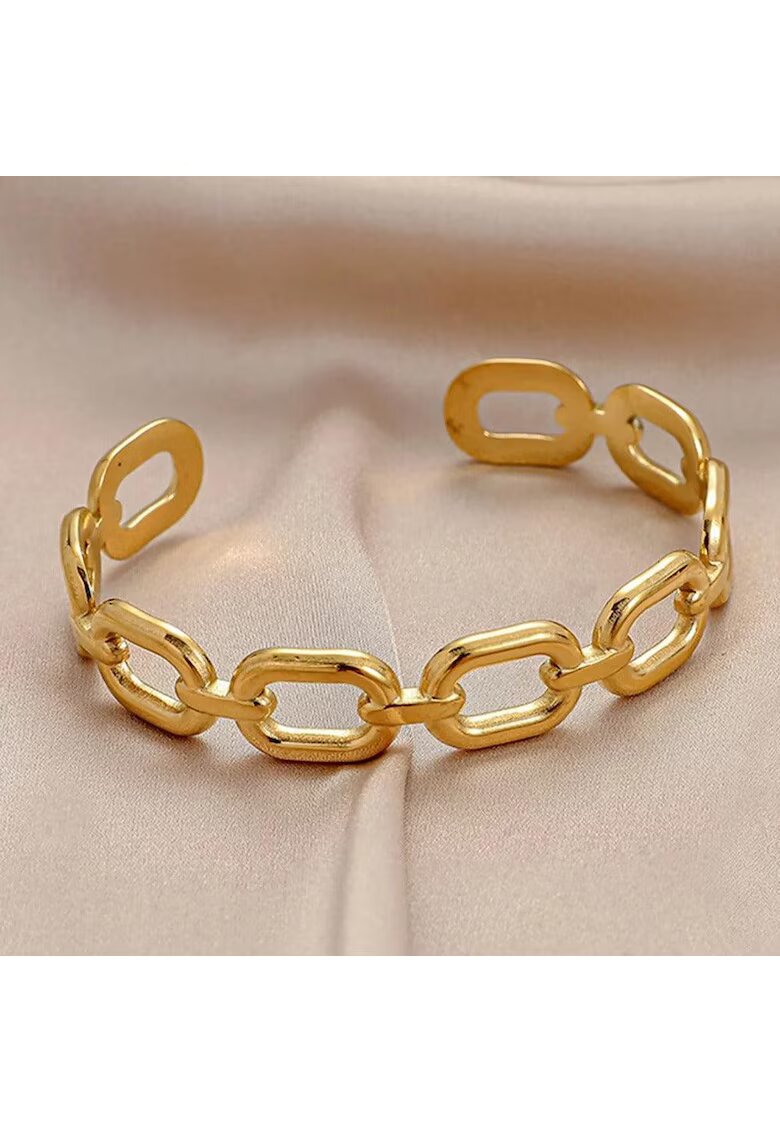 Pursehuit Bratara aurie - din otel inoxidabil - suflata cu aur 18k - forma de zale imbinate - Delia C10