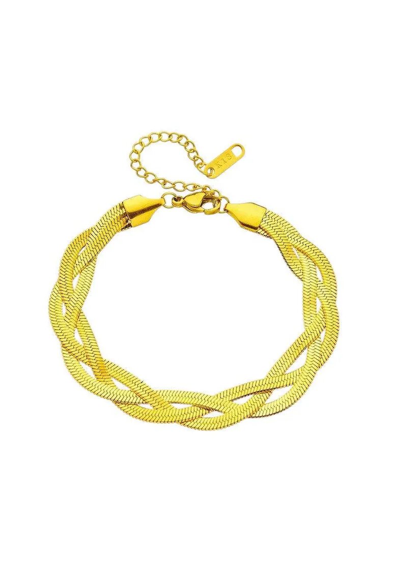 Pursehuit Bratara aurie - din otel inoxidabil - suflata cu aur 18k - impletita - Emalie C3
