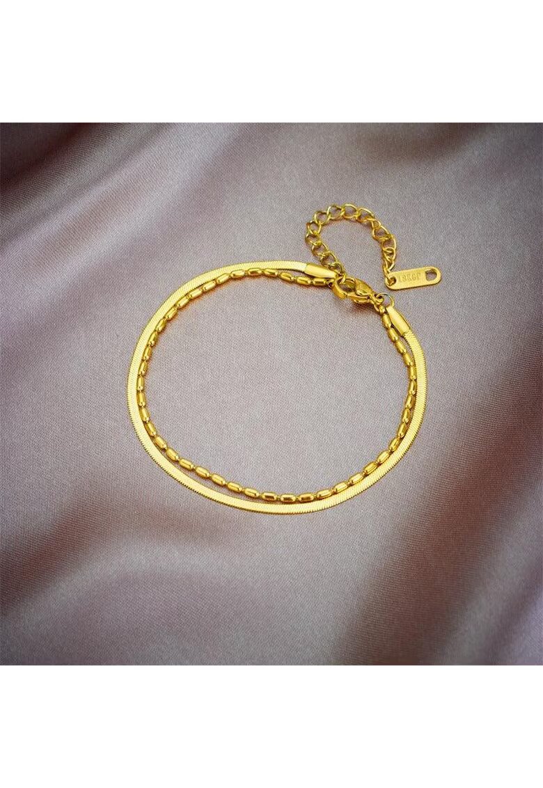 Pursehuit Bratara aurie - din otel inoxidabil - suflata cu aur 18k - in 2 straturi - Esmeralda C3