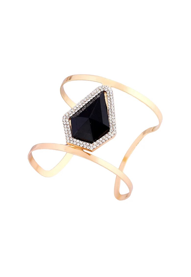 Pursehuit Bratara aurie - reglabila - cu piatra neagra - Selma C2 -