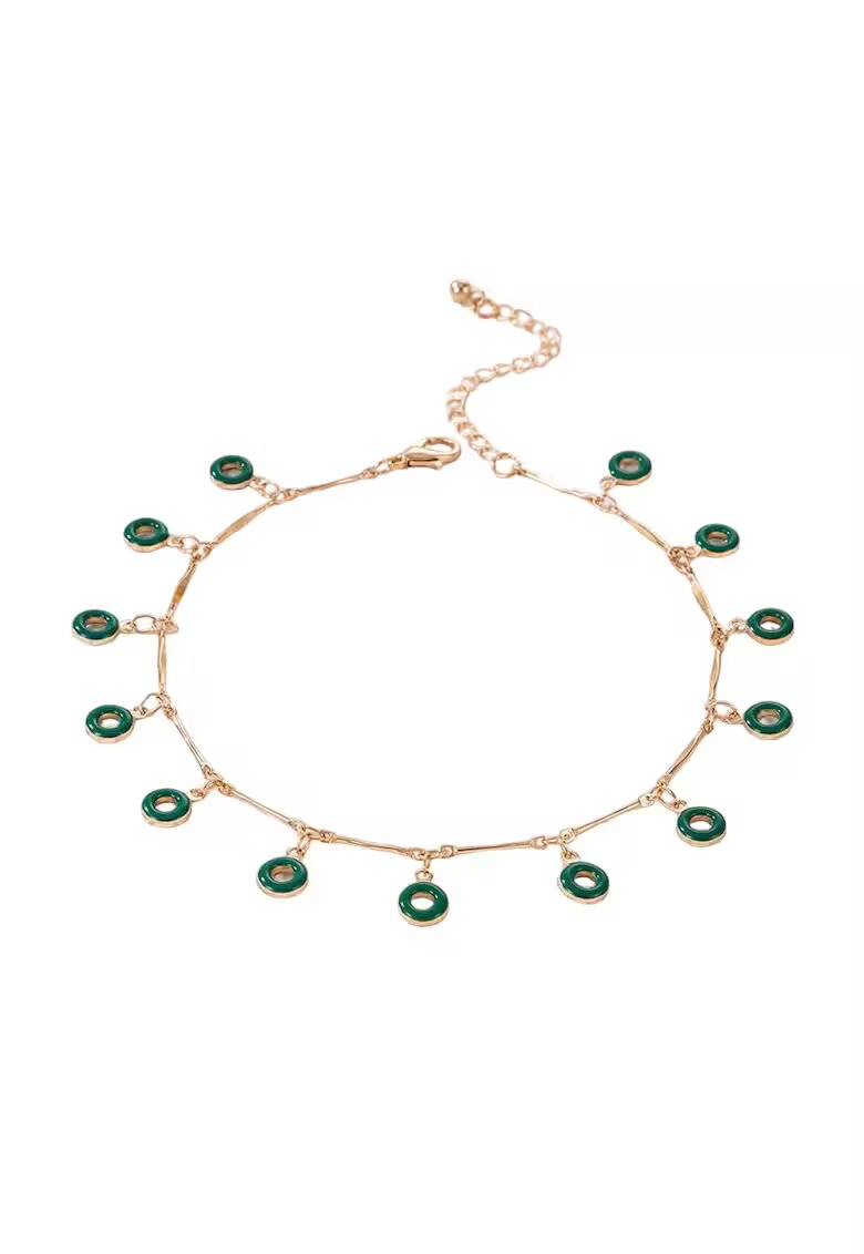 Pursehuit Bratara de picior - aurie - cu cerculete verzi - Chelsie C33 -