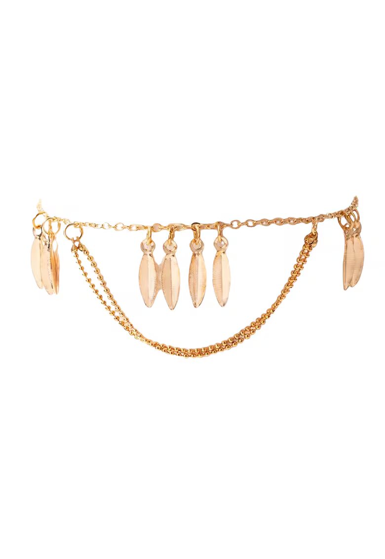 Pursehuit Bratara de picior - aurie - cu lant si frunzulite - Sophie C1 -