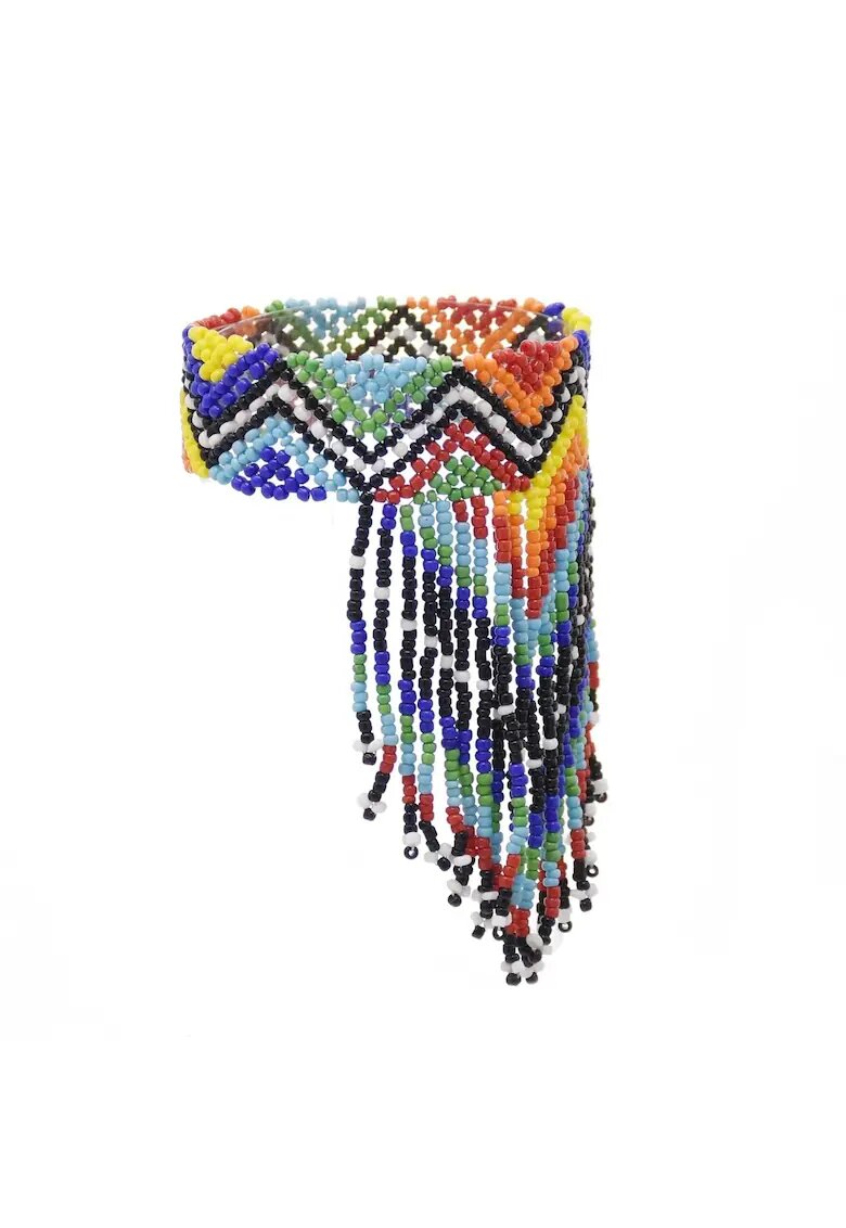 Pursehuit Bratara multicolora - cu margelute si franjuri - model etnic - Berner C24 -