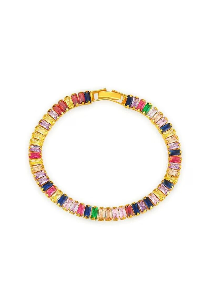 Pursehuit Bratata tennis - aurie - cu pietre multicolore din zirconiu - Hosias C1 -