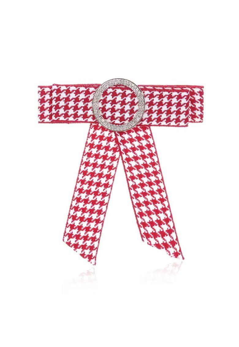 Pursehuit Brosa rosie - in carouri - cu pietre - Mellie C5