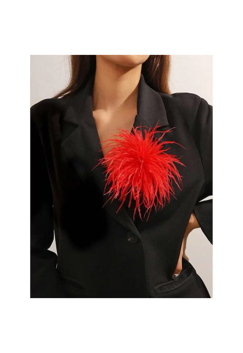 Pursehuit Brosa tip floare din pene - rosie - Agnes C22
