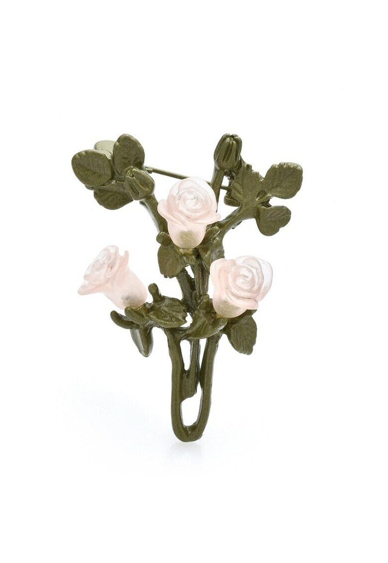 Pursehuit Brosa verde - cu trandafiri roz - Isobel C4 -