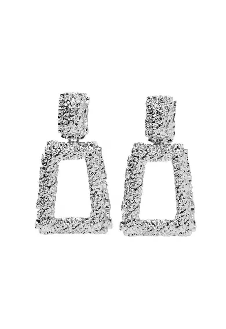 Pursehuit Cercei argintii - cu clips - textura incretita - Dollan C1 -