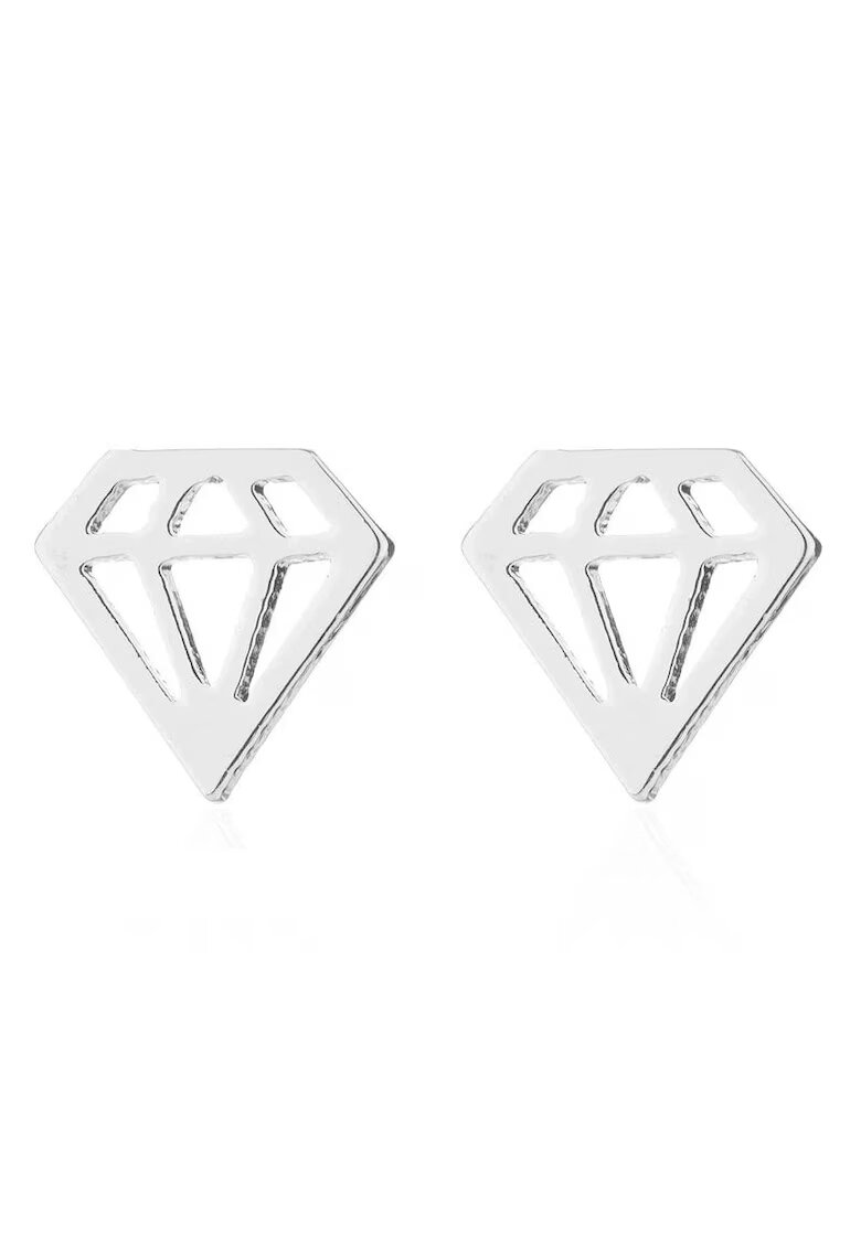 Pursehuit Cercei argintii - din otel inoxidabil - forma de diamant - suflati cu aur 18k - Freia C1