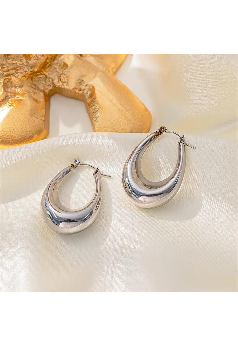 Pursehuit Cercei argintii - din otel inoxidabil - suflati cu aur 18k - Barry C2