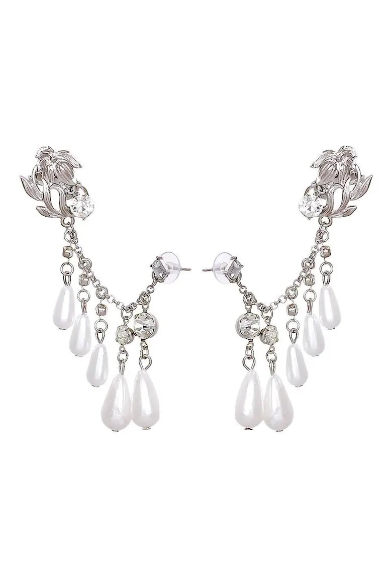 Pursehuit Cercei argintii - ear cuff - cu pietre si perle - Andine C11 -