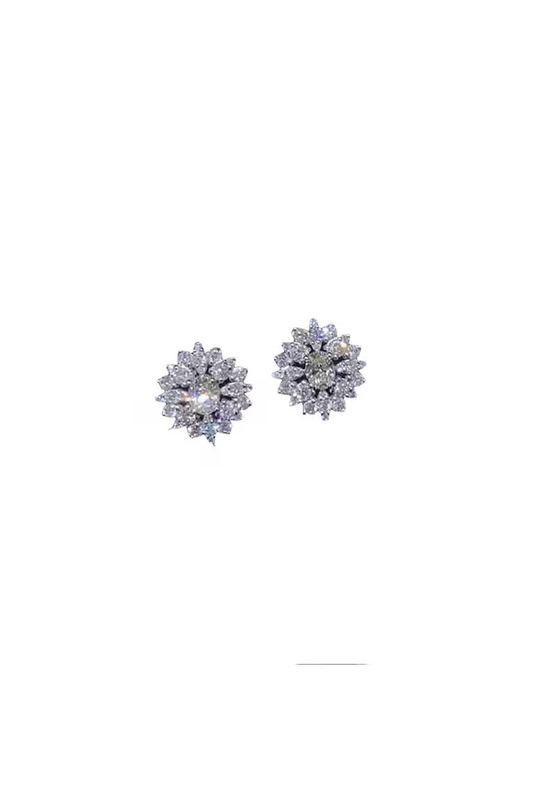 Pursehuit Cercei argintii - forma de floare - cu pietre din zirconiu - 1.4 cm - Naranja C13