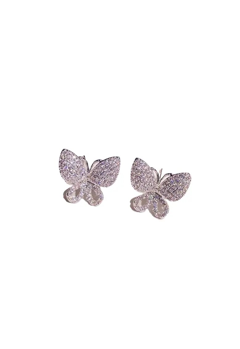 Pursehuit Cercei argintii - forma de fluture - cu pietre din zirconiu - Andreia C14 -