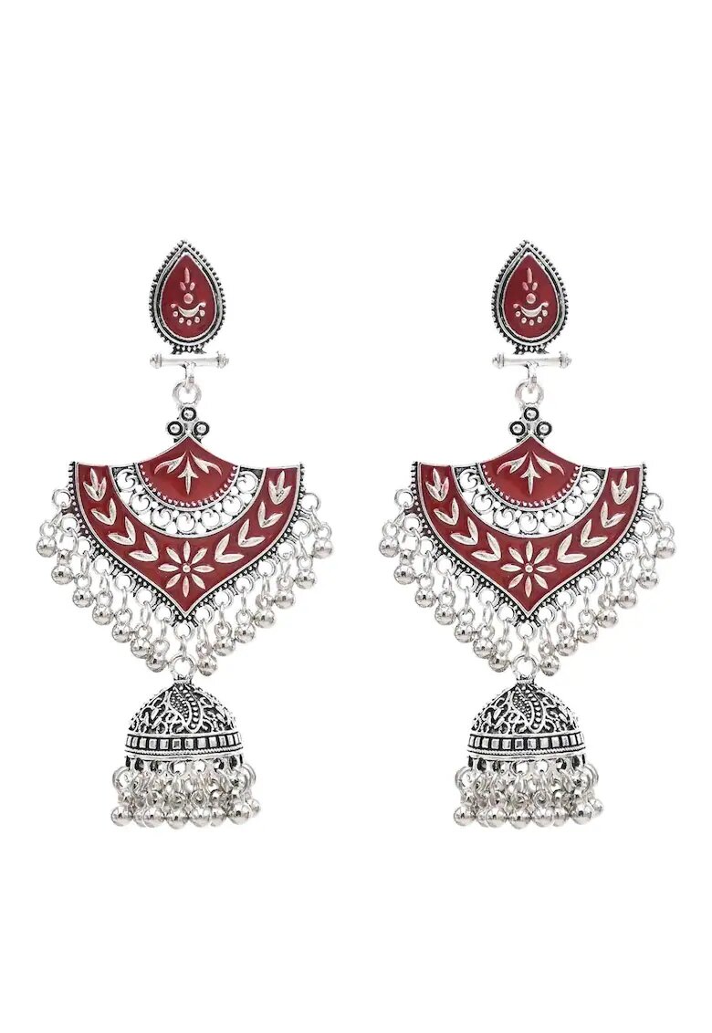 Pursehuit Cercei argintii - stil indian - cu clopotei - Pearly C6 -