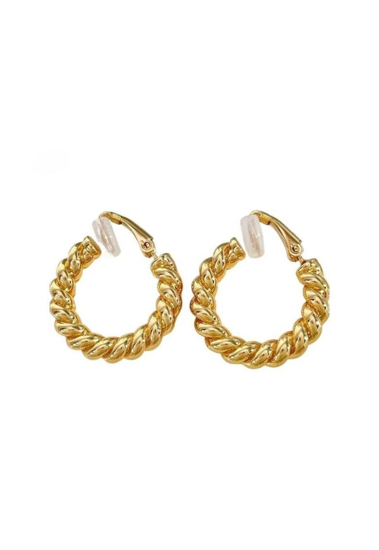 Pursehuit Cercei aurii - cu clips - hoop - rasuciti - Ramon C6