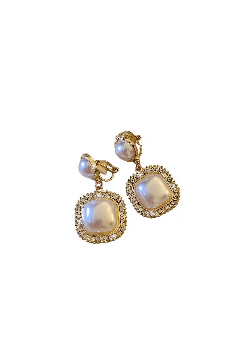 Pursehuit Cercei aurii - cu clips - perle si pietre - Iris C5 -