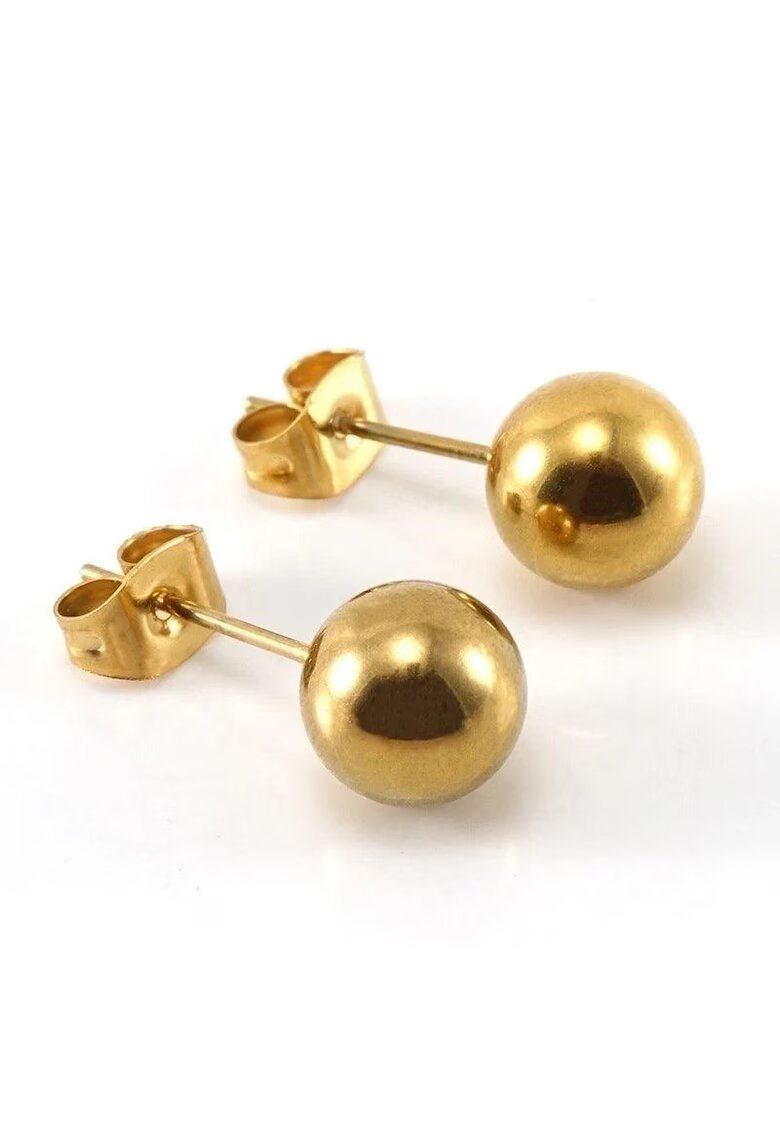 Pursehuit Cercei aurii - din otel inoxidabil - cu bilute aurii - suflati cu aur 18k - Gloria C2