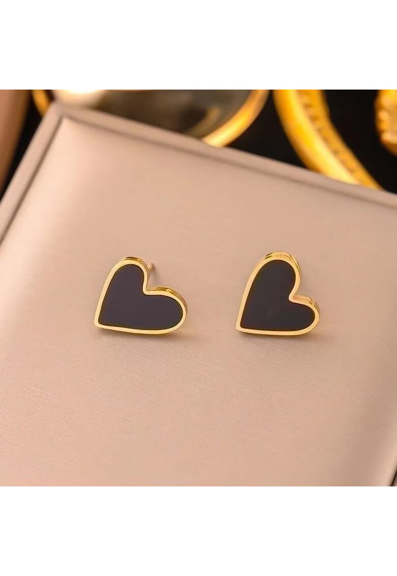 Pursehuit Cercei aurii - din otel inoxidabil - forma de inimioara - suflati cu aur 18k - Gerarda C1