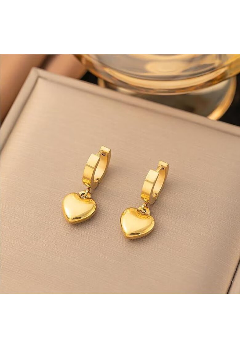 Pursehuit Cercei aurii - din otel inoxidabil - forma de inimioara - suflati cu aur 18k - Greta C1