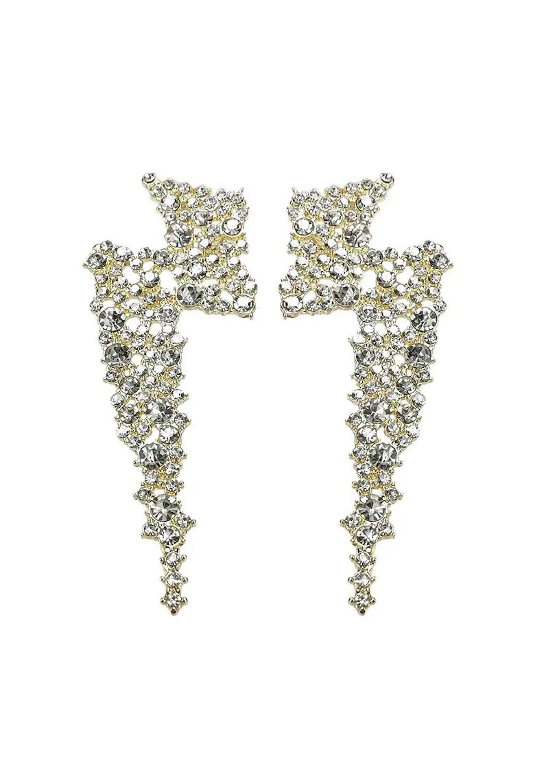Pursehuit Cercei aurii - forma de fulger - cu pietre - Felicity C5 -