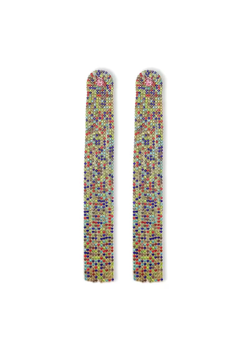 Pursehuit Cercei aurii - lungi - cu pietre multicolore - Rickarda C7 -