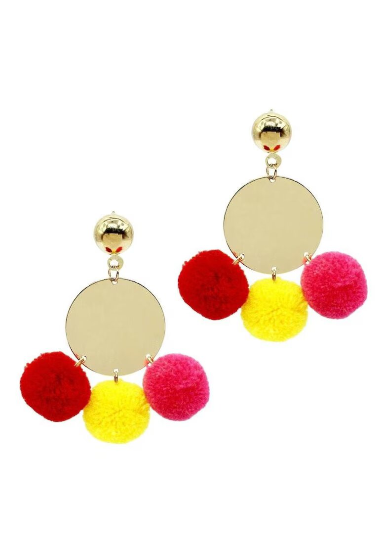 Pursehuit Cercei aurii - rotunzi - cu pom-pom - Renatha C5 -
