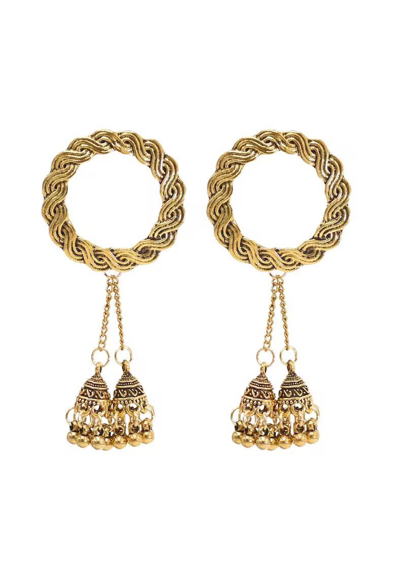 Pursehuit Cercei aurii - stil indian - cu clopotei - Sandra C20 -