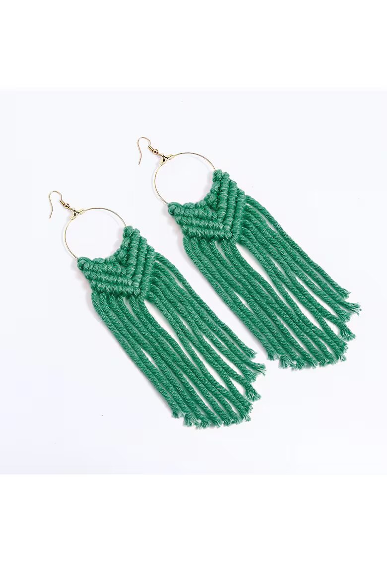 Pursehuit Cercei macrame impletit - verzi - Louiza C2 -